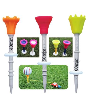 BIRDIE79 Upgraded Premium Big Head(Silicone) Golf Tees 3-1/4  Height Adjustable  Easy Tee Up -Tee Off with Greater Consistency  Excellent Durability  Golf Tee Hanger  1Pack(9ea Tees+2ea Figures)