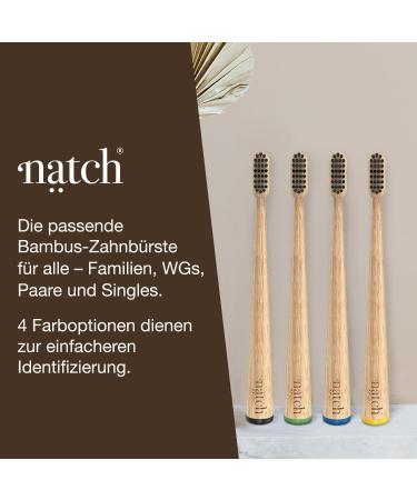 NATCH Premium Moso Bamboo Toothbrush - Soft Castor Oil Bristles for Healthy Teeth & Gums | Eco-Friendly Black Bamboo | 1 Pack - Buy Online on GoSupps.com