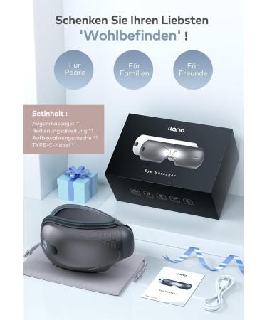 Llano Eye Massage Device - Warmth Vibration & Bluetooth Music | Ergonomic 3D Design Foldable Eye Mask for Dark Circles & Dry Eyes (Gray) - Buy Online on GoSupps.com