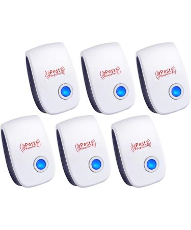 Ultrasonic Pest Repeller 6 Pack, Pest Repellent Ultrasonic Plug in for Repelling Mice, Insects, Electronic Pest Repellent, Rodent Repellent Indoor Ultrasonic for Home, Kitchen, Office, Warehouse White