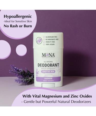 MONA BRANDS All Natural Deodorant For Women & Men | For Sensitive Skin | No Aluminum or Baking Soda | (2-Pack LAVENDER 1.76 Oz each) - Buy Online on GoSupps.com