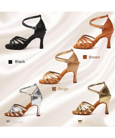 RUYBOZRY Latin Dance Shoes for Women - Satin Standard Model 802QB - 8.5cm Heel Size 36 EU - Black - International Shipping Available - Buy Online on GoSupps.com