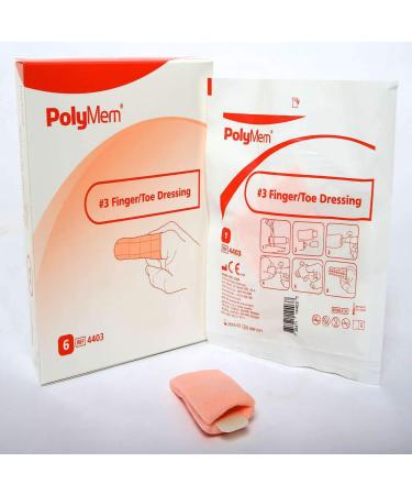 PolyMem Finger/Toe Wound Dressing Sterile Foam 3 Large CIR 2.6-3.0 Inch 4403 (Box of 6)