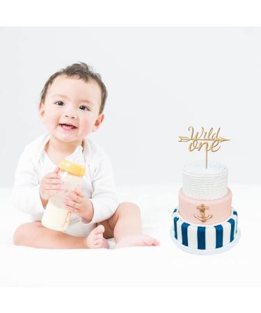 PLIGREAT One Year Old Baby Birthday Cake Toppers Wild One Cake Topper Wooden Cake Topper Cupcake Toppers for Newborn Baby Boys Girls Baby Shower Birthday Party Cake Decorations Cake Shops Supplies - Buy Online on GoSupps.com