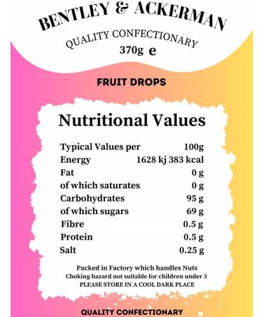 Fruit Drops (440g) Original Retro Boiled Sweets in a Gift Jar By Bentley & Ackerman Sweet shop. Quality Confectionery. - Buy Online on GoSupps.com
