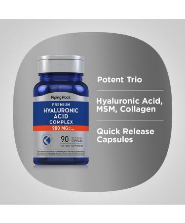 Piping Rock Hyaluronic Acid Supplement | 900mg | 90 Capsules | with MSM and Collagen | Premium Complex Pills | Non-GMO Gluten Free - Buy Online on GoSupps.com