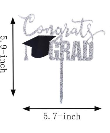 SilverÂ CongratsÂ GradÂ CakeÂ Topper Â AcrylicÂ GraduationÂ TopperÂ forÂ Graduation/GradÂ PartyÂ Decorations - Buy Online on GoSupps.com