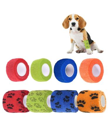 Kingrun Self-Adhesive Bandage, Elastic Cohesive Adhesive Bandages for Dogs Cats, Self Cohesive Veterinary Bandage, in 4 Colors, 2.5cm x 4.5m(4 Rolls), 5cm x 4.5m(4 Rolls)
