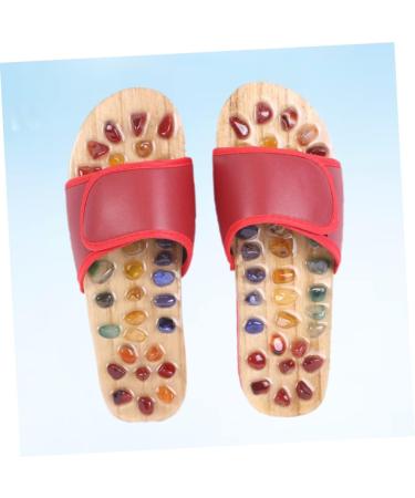 FRCOLOR 1 Pair Massage Slippers Foot Massager Shoe Men Slide Sandals Mens House Slippers Men s Sandals Man Sandals House Shoes for Men Shoes Sandals Mat Wooden Agate Leisure Shoes 35 Red - Buy Online on GoSupps.com