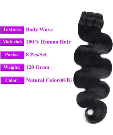 Hair Extensions Clip In Hair Extensions Real Human Hair 8 Pieces 18Clips Glueless Body Wave Hair For Black Women Brazilian Remy Hair Double Wefts Hairpiece (Size : 14inches Color : 120g) 14inches 120g - Buy Online on GoSupps.com