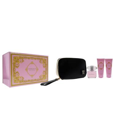 Versace Bright Crystal Women 3oz EDT Spray 3.4oz Shower Gel 3.4oz Body Lotion Bag 4 Pc Gift Set - Buy Online on GoSupps.com
