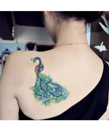 Yesallwas Large Peacock Temporary Tattoo Sticker - Waterproof & Long Lasting Fake Tattoos for Women - Realistic Arm Body Art for Girls and Models - Buy Online on GoSupps.com
