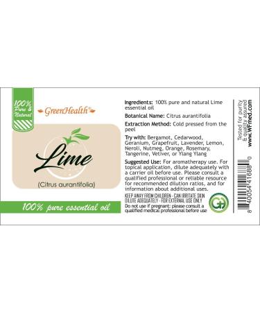 Lime Essential Oil 1/2 fl oz (15 ml) Glass Bottle 100% Pure Essential Oil GreenHealth - Buy Online on GoSupps.com