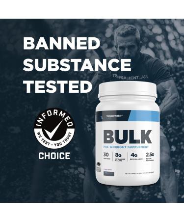 Transparent Labs Bulk Pre Workout Powder - Naturally Sweetened Advanced Formula for Muscle Building & Strength - 30 Servings Blue Raspberry - International Shipping Available - Buy Online on GoSupps.com
