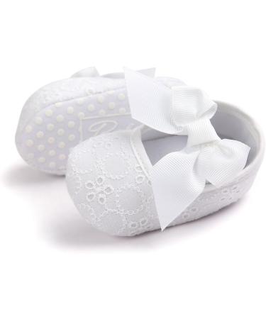 LACOFIA Baby Girls Christening Shoes - Anti-Slip Soft Sole Prewalkers | 3-6 Months (White) - Buy Online on GoSupps.com