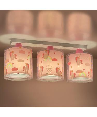 Dalber Unicorn Ceiling Lamp for Children's Room - 3 Lights E27 Pink | Kids' Ceiling Lighting - Buy Online on GoSupps.com