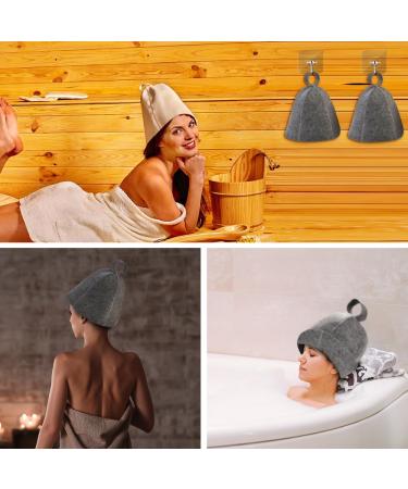 Palwin Sauna Hat Set - 3 Felt Caps with Hook & Self-Adhesive | Unisex Sauna Accessories (Grey & White) - Buy Online on GoSupps.com