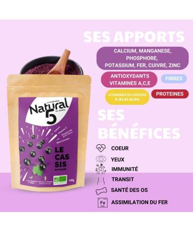 BLACKCURRANT POWDER ORGANIC 120G - Rich in iron vitamin C E folates etc. Night vision. Ideal for smoothie blender yogurts desserts - Buy Online on GoSupps.com