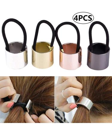 Shop Stylish Metal Hair Rings - 4 Piece Set (Black Silver Gold Rose Gold) | Perfect for Braids & Ponytails | Trendy Hair Accessories for Women - Buy Online on GoSupps.com