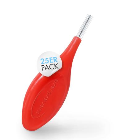 25 pieces: Oral Prevent interdental brushes - tooth cleaning for the gaps - interdental brush - tartar/caries prevention - red - 0.60 mm - ISO size: 3 (red) Wire: 0.60mm