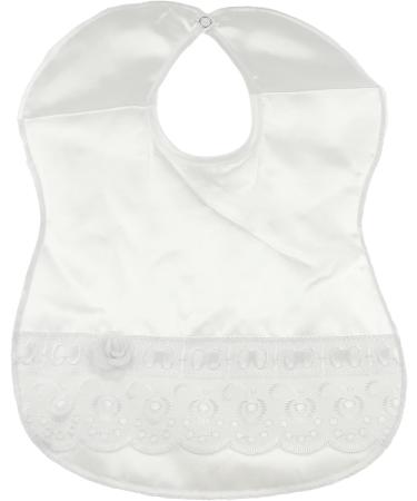 Glamour Girlz Baby Christening Bib | Broderie Anglais Rose Satin | Newborn-6 Months | White Pink - Buy Online on GoSupps.com