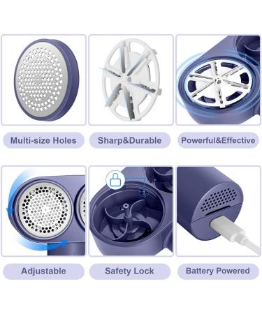 Portable Fabric Shaver & Lint Remover - Rechargeable Electric Clothes Shaver with 6 Blades - Dual-Speed Purple Fabric & Furniture Cleaner - Buy Online on GoSupps.com