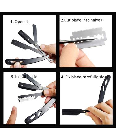 Durable Barber Straight Razor Kit | 10 Double Edge Blades Brush & Bowl | Perfect Shaving Set for Men - Buy Online on GoSupps.com