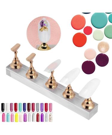 Nail Tips Stand Holders False Nail Display Stand Holder Set Nail Art Practice Holder Gold Magnetic Nail Showing Shelf - Buy Online on GoSupps.com
