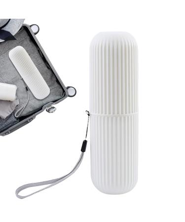 Uozonit toothbrush case for on the go toothbrush travel case |Toothbrush travel containers-multifunctional travel toothbrush mug organizer for home travel business camping school white