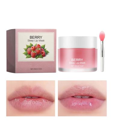 Lip Sleeping Masks Lip Sleep Masks Overnight Anti-Chapped Lip Skincare Lip Oils Fruity Scent Lip Skin Care Lip Cream for Dry Chapped Peeling Cracked Lips Fades Lip Lines Lip Balm for Moisture berry