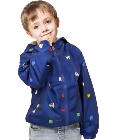 JinBei Toddler Boy Hooded Jacket - Waterproof Windbreaker Coat for Kids 1-7 Years - Navy Blue-Car Design - Buy Online on GoSupps.com