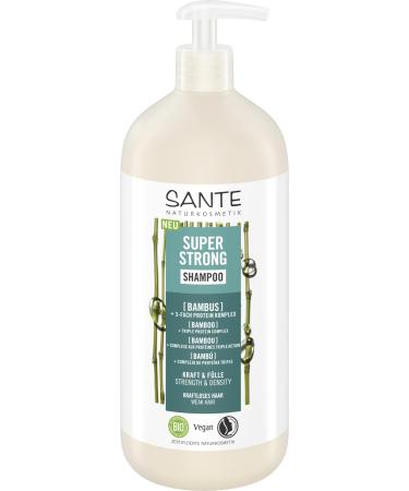 SANTE Naturkosmetik Super Strong Shampoo with organic bamboo extract + triple-thickness protein complex, vegan shampoo with natural ingredients, strengthens weak and damaged hair.
