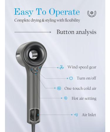 Ionic Blow Hair Dryer | 110 000 RPM Fast Drying Low Noise Travel-Friendly with Magnetic Nozzle - Perfect Salon & Home Gift - Buy Online on GoSupps.com