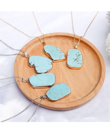 JEVLUH Raw Turquoise Choker Necklace | Boho Coral Stone Statement Jewelry | Irregular Shape Design - Buy Online on GoSupps.com