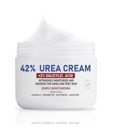 Urea Cream 42% plus Salicylic Acid 2% Net 5.29 Oz for Dry Cracked Feet Heels Knees Elbows Hands Repair Treatment. Moisturizes and Removes Corns Calluses Dead Skin and Softens Toenails 5.29 Ounce(Pack of 1)