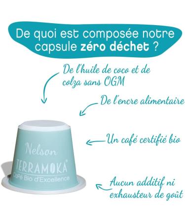 TERRAMOKA 60 Organic Decaffeinated Capsules of Excellence 100% Pure Arabica from Peru - Compatible with Nespresso Capsule Machines - Original and Elegant - Zero Waste - Mister Nelson - Roasted in France - Buy Online on GoSupps.com