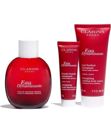 Clarins Gift Set | Eau Dynamisante Essentials 230ml | Worth 64 | Eau Dynamisante Treatment Fragrance Eau Dynamisante Energizing Shower Gel 30ml Eau Dynamisante Energizing Body Lotion 100ml - Buy Online on GoSupps.com