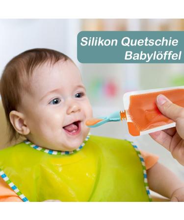 Muqzi Quetschie Babylenpffel - 4-Set Multicolored Silicone Squeeze Feeder Spoons for Easy Baby Food Meals - Buy Online on GoSupps.com