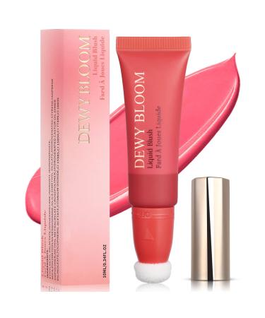 MARBUROLY Liquid Blush Beauty Wand  Matte Cream Face Blushes Stick with Cushion Applicator  Multi-use Makeup Waterproof Blendable Rouge Liquid Blush Stick For Cheeks Glow Dewy Finish (103 Rosa Cool Pink)