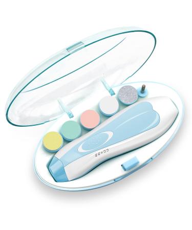 Baby Nail File Electric Baby Nail Trimmer with LED Front Light Safe and Quiet Baby Nail Clipper with 6 Grinding Heads for Newborn Infant Toddler Kids or Women (Blue) - Buy Online on GoSupps.com