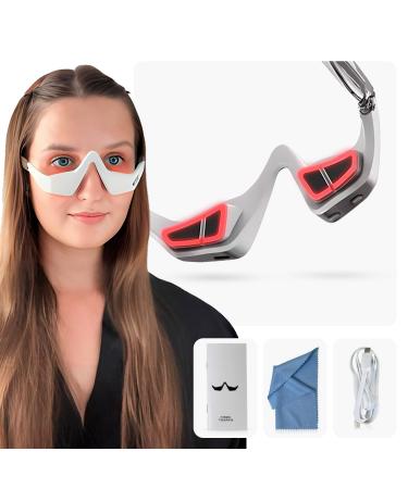 Heated 3D Eye Wrinkle Massager Microcurrent Red Light Therapy for Puffiness Dark Circles Under Eye Bag Reduction Rechargeable and Foldable Vibration Eyecare Glasses Advanced Eye Mask with 3 Modes