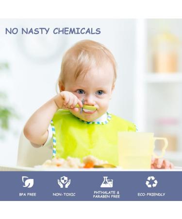 Vicloon Baby Fork and Spoon Set - Self Feeding Utensils for Toddlers, Green Flowers - Baby Cutlery Set for Kids - Buy Online on GoSupps.com