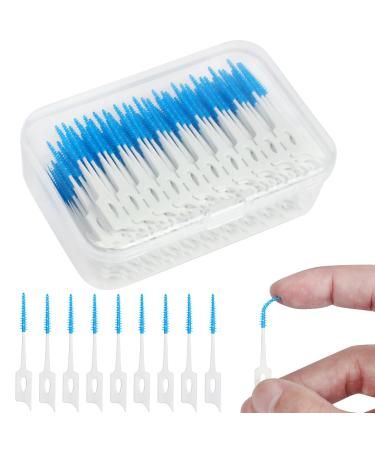 220 pieces interdental brushes dual-house toothbrushes toothbrushes silicone dental floss stick portable dental floss picks for braces mouth cleaning blue