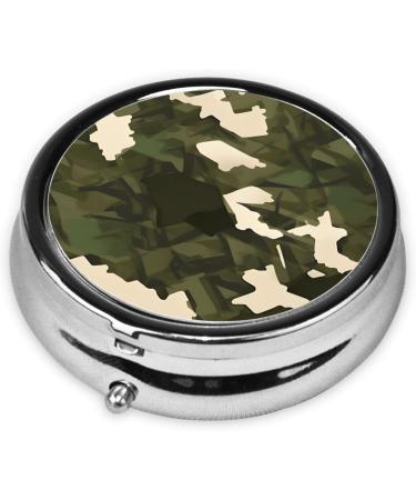 Army Camouflage Round Pill Box Organizer - 3 Compartment Portable Travel Solution for Pills - Buy Online on GoSupps.com