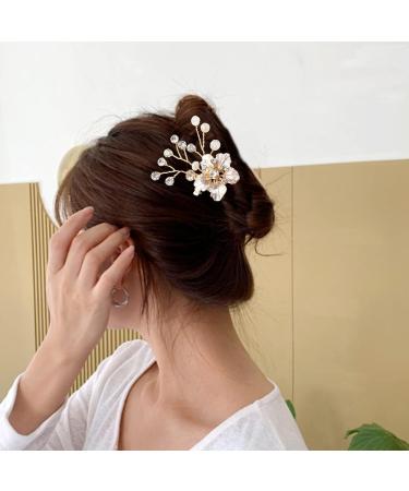 Tlily Hair Jewelry Gold Women Crystal Comb Bride Hair Accessories Handmade Wedding Flower Hair Comb Headdress - Buy Online on GoSupps.com