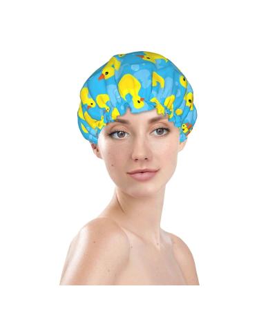 Reusable Double Layer Rubber Duck Shower Cap for Women - Waterproof & Adjustable - Ideal for All Long Hair Lengths - Buy Online on GoSupps.com
