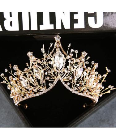 Gold Crowns for Women & Girls - Crystal Tiara Headband for Bride & Birthday Party - Buy Online on GoSupps.com