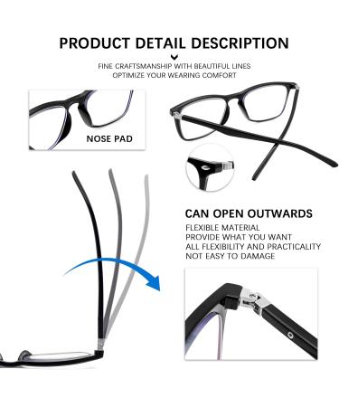 Sumkyle 3 Pack Progressive Multifocus Reading Glasses | Blue Light Blocking Computer Readers | Black | 2.0x Strength - Buy Online on GoSupps.com