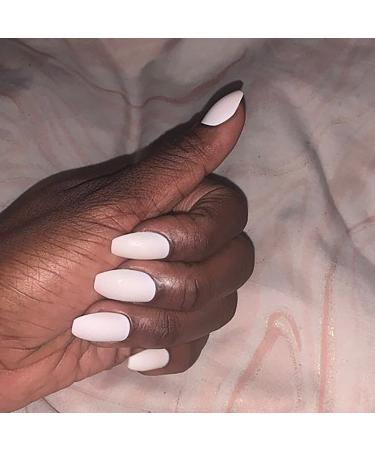 Fstrend White Matte Ballerina False Nails - Medium Square Coffin Acrylic for Women and Girls - Buy Online on GoSupps.com