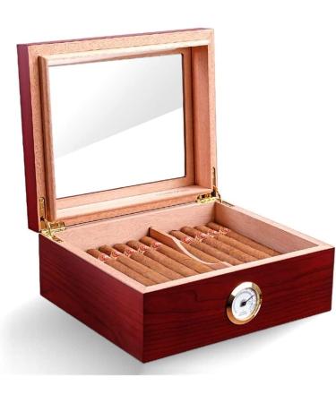 Cigar Boxs Cigar Case Cigar Box Desktop Cigar Humidor Case Glasstop Cigar Storage Box Cherry Finish with Hygrometer and Humidifier Holds 50 Cigars - Buy Online on GoSupps.com